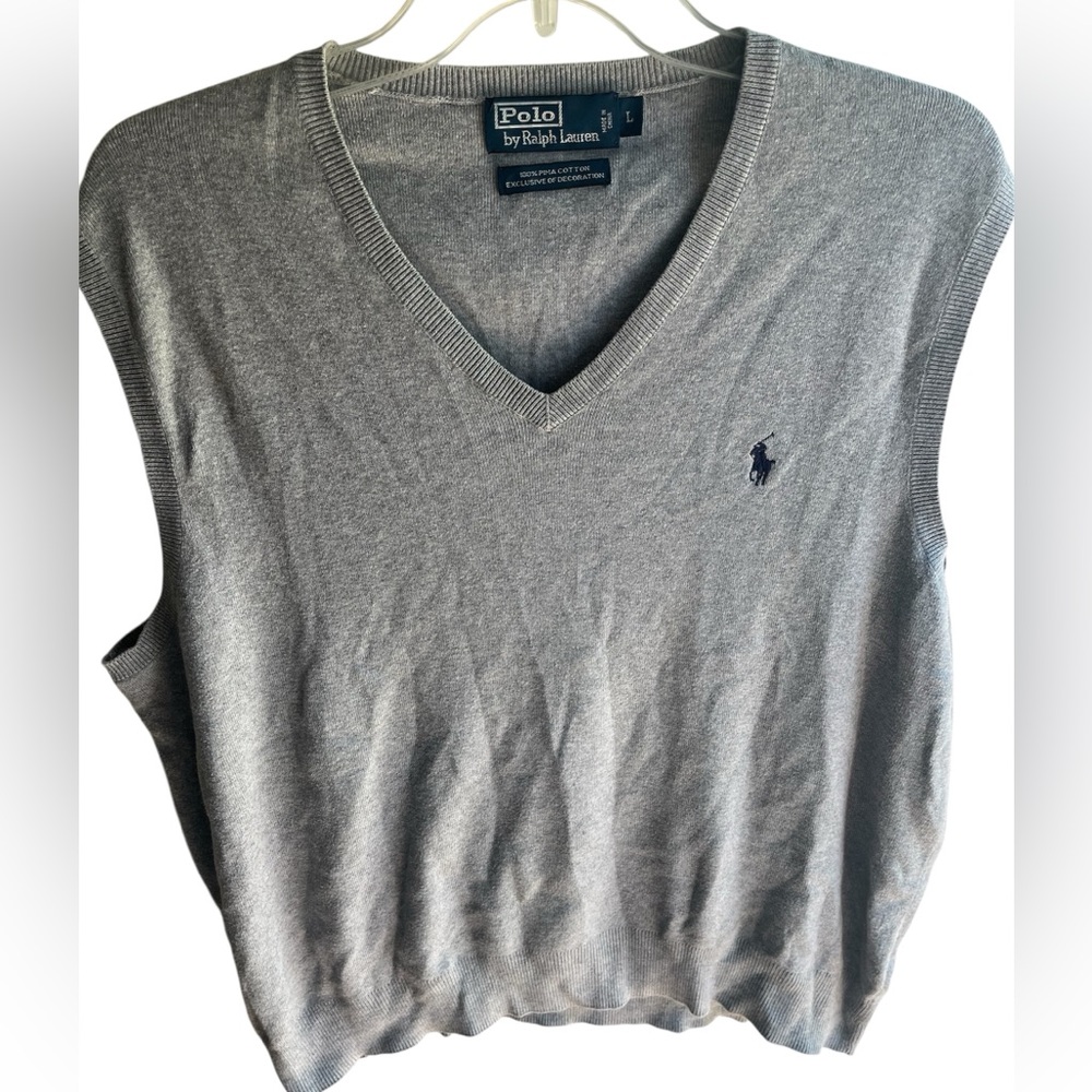 Polo Ralph Lauren Men’s Grey‎ Classic Pima Cotton V-neck Sweater Vest Size Large